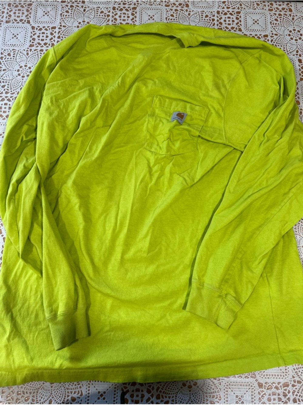 Carhartt L Tall Hi Vis Yellow Long Sleeve Pocket T Shirt Workwear Original Fit